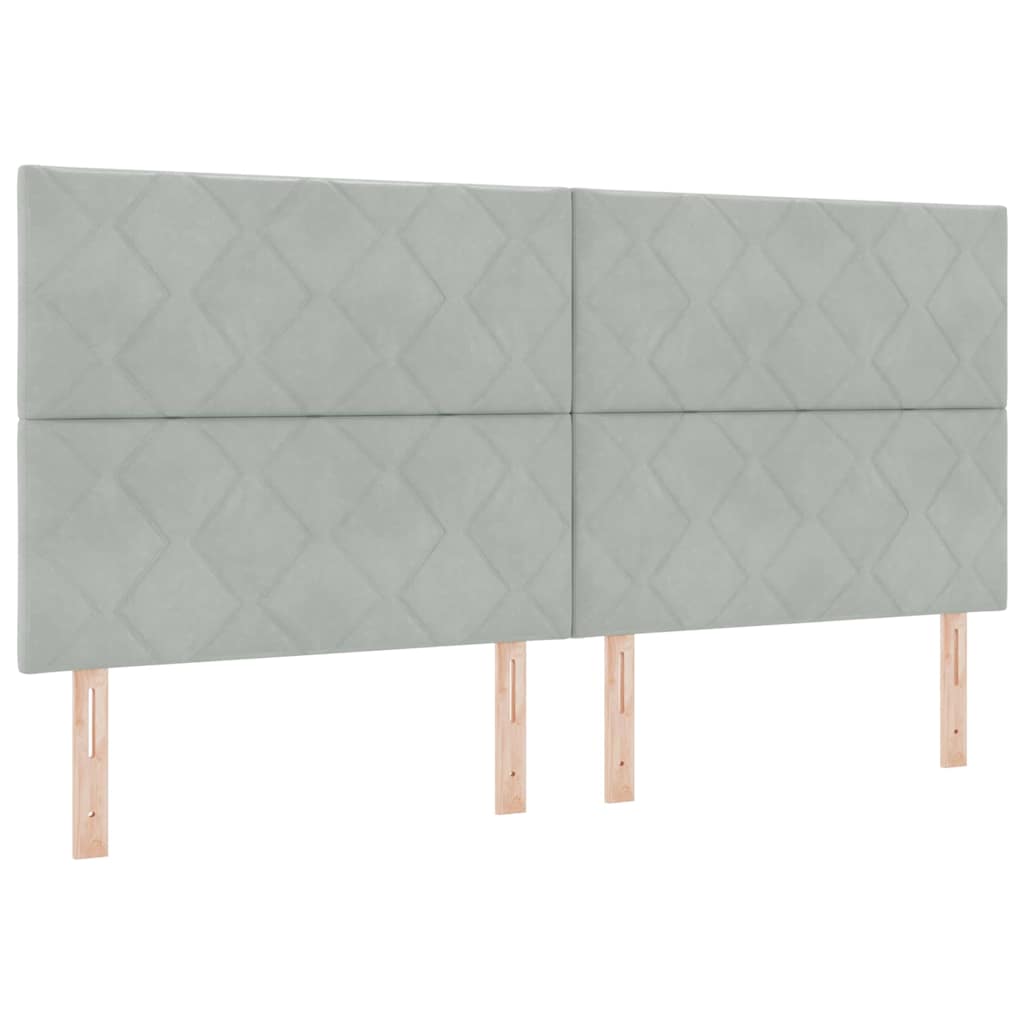 vidaXL Κρεβάτι με ελατήρια Ανοιχτό γκρι 200 x 200 cm Βελούδο