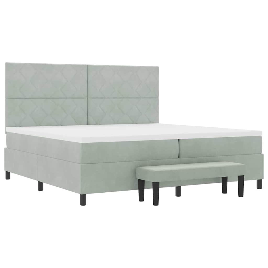 vidaXL Κρεβάτι με ελατήρια Ανοιχτό γκρι 200 x 200 cm Βελούδο