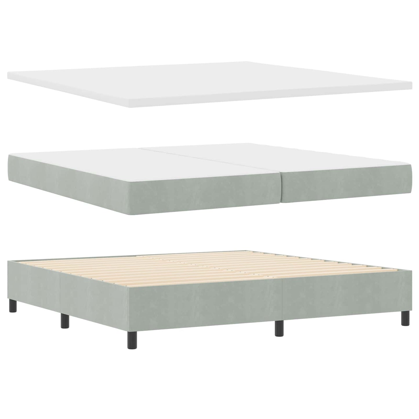 vidaXL Κρεβάτι με ελατήρια Ανοιχτό γκρι 200 x 200 cm Βελούδο