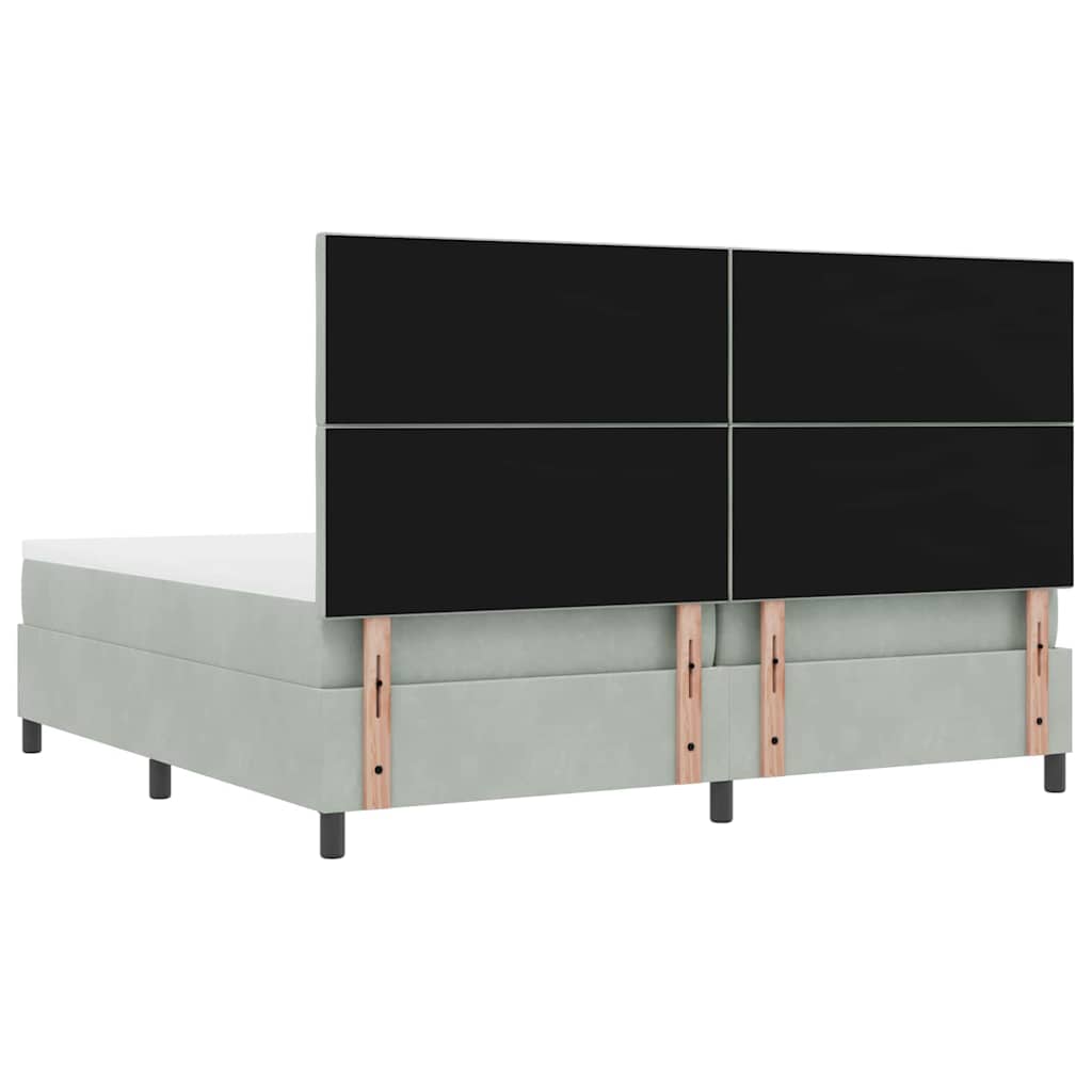 vidaXL Κρεβάτι με ελατήρια Ανοιχτό γκρι 200 x 200 cm Βελούδο