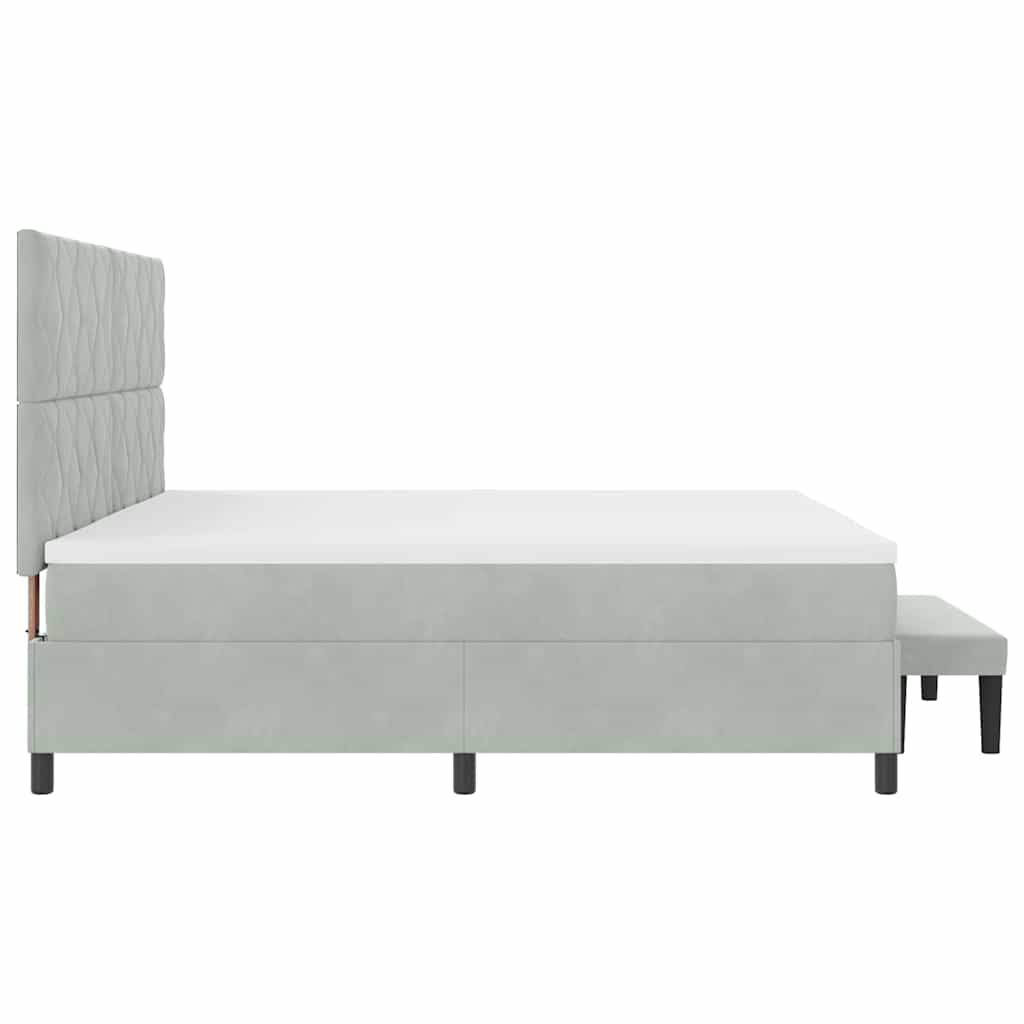 vidaXL Κρεβάτι με ελατήρια Ανοιχτό γκρι 200 x 200 cm Βελούδο