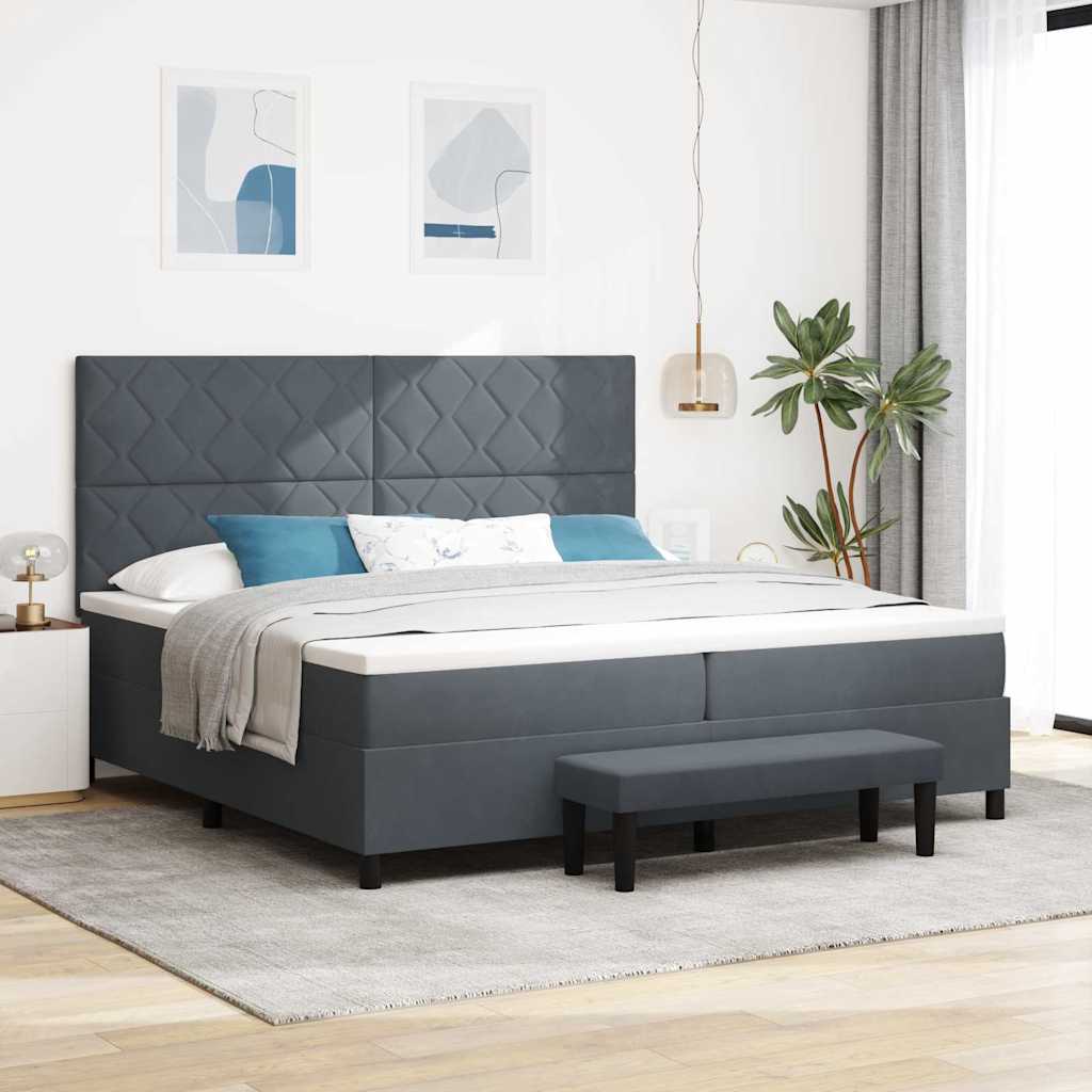 vidaXL Κρεβάτι με ελατήρια Σκούρο Γκρι 200 x 200 cm Βελούδο