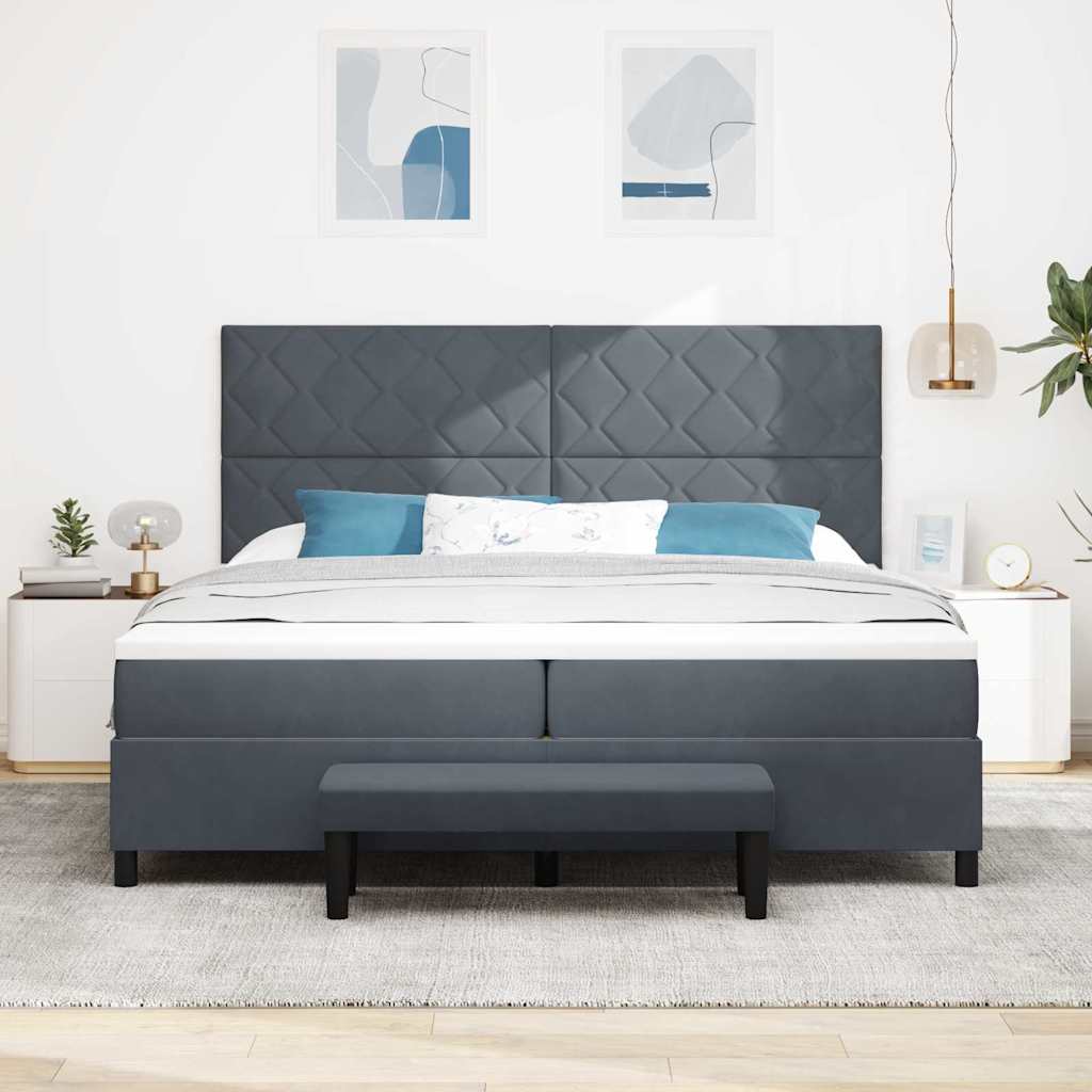 vidaXL Κρεβάτι με ελατήρια Σκούρο Γκρι 200 x 200 cm Βελούδο