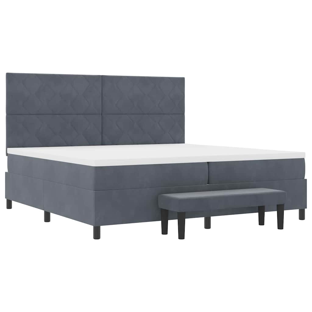 vidaXL Κρεβάτι με ελατήρια Σκούρο Γκρι 200 x 200 cm Βελούδο