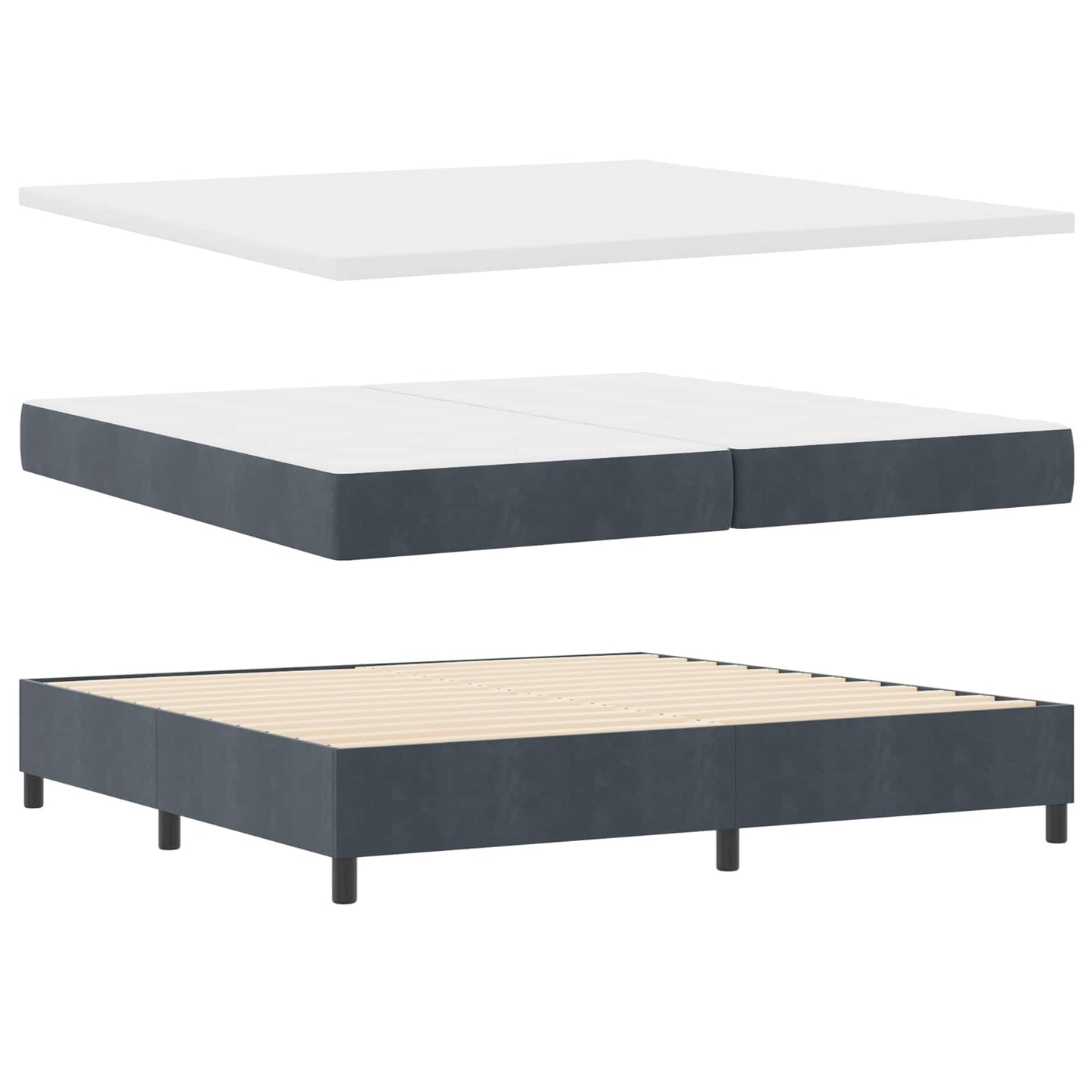 vidaXL Κρεβάτι με ελατήρια Σκούρο Γκρι 200 x 200 cm Βελούδο