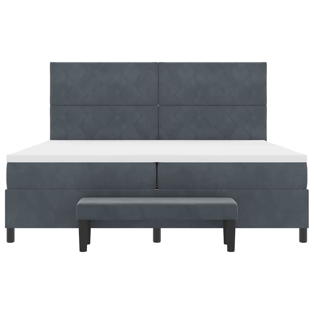 vidaXL Κρεβάτι με ελατήρια Σκούρο Γκρι 200 x 200 cm Βελούδο