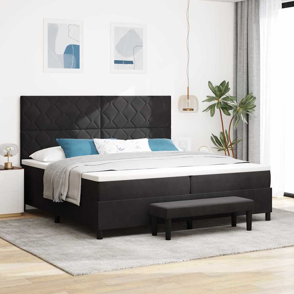 vidaXL Κρεβάτι με ελατήρια με κεφαλάρι Μαύρο 200 x 200 cm Βελούδο