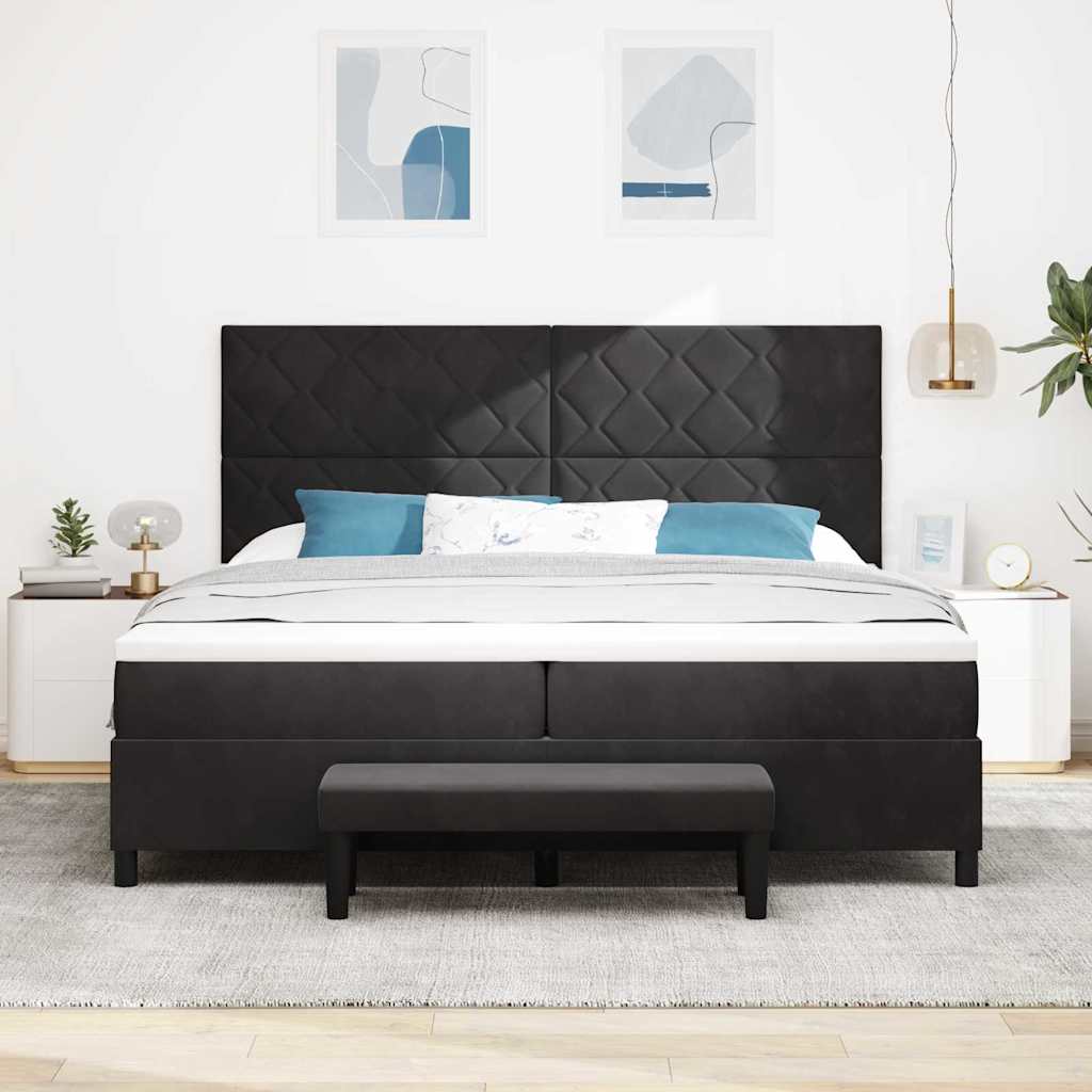 vidaXL Κρεβάτι με ελατήρια με κεφαλάρι Μαύρο 200 x 200 cm Βελούδο