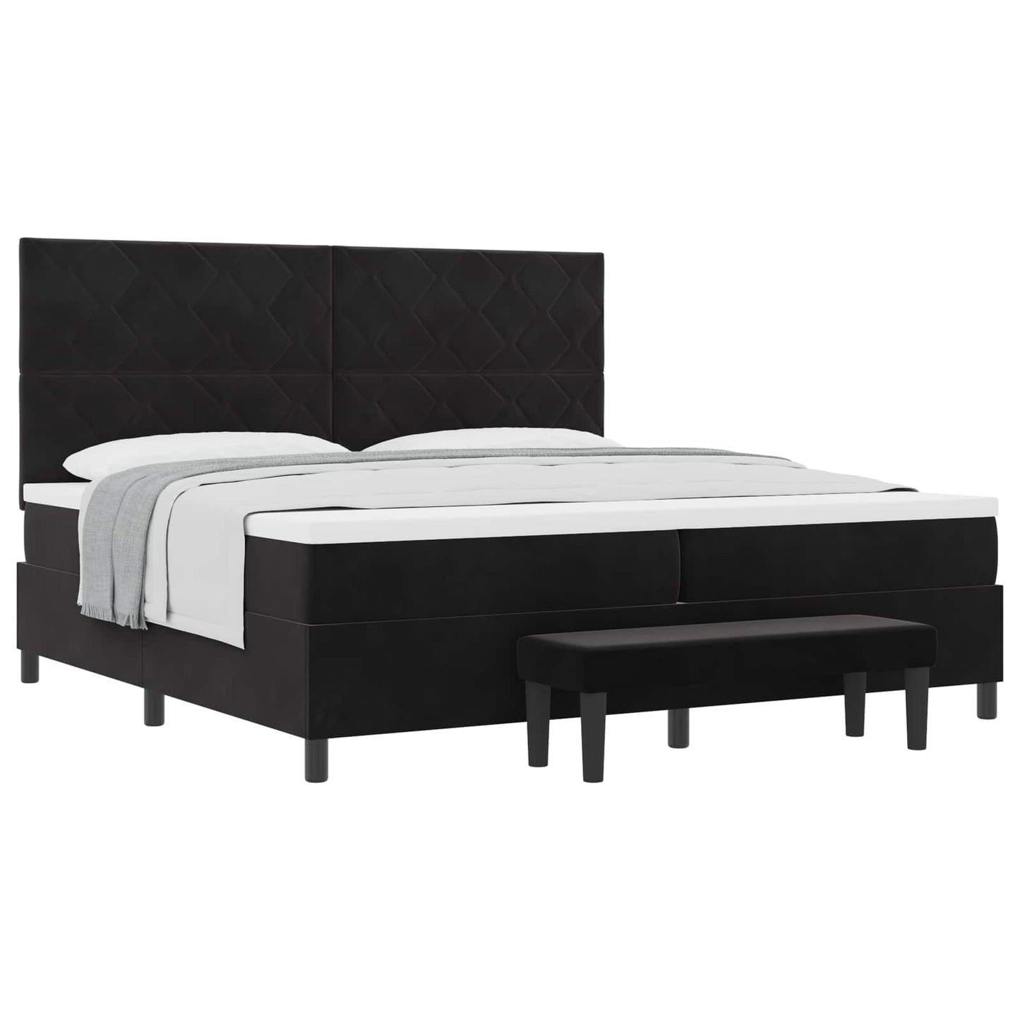 vidaXL Κρεβάτι με ελατήρια με κεφαλάρι Μαύρο 200 x 200 cm Βελούδο