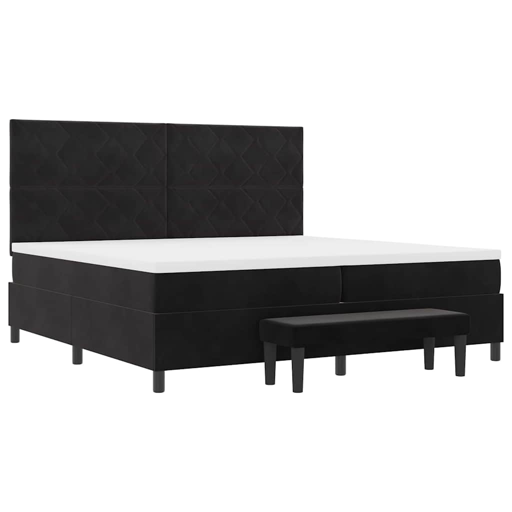 vidaXL Κρεβάτι με ελατήρια με κεφαλάρι Μαύρο 200 x 200 cm Βελούδο