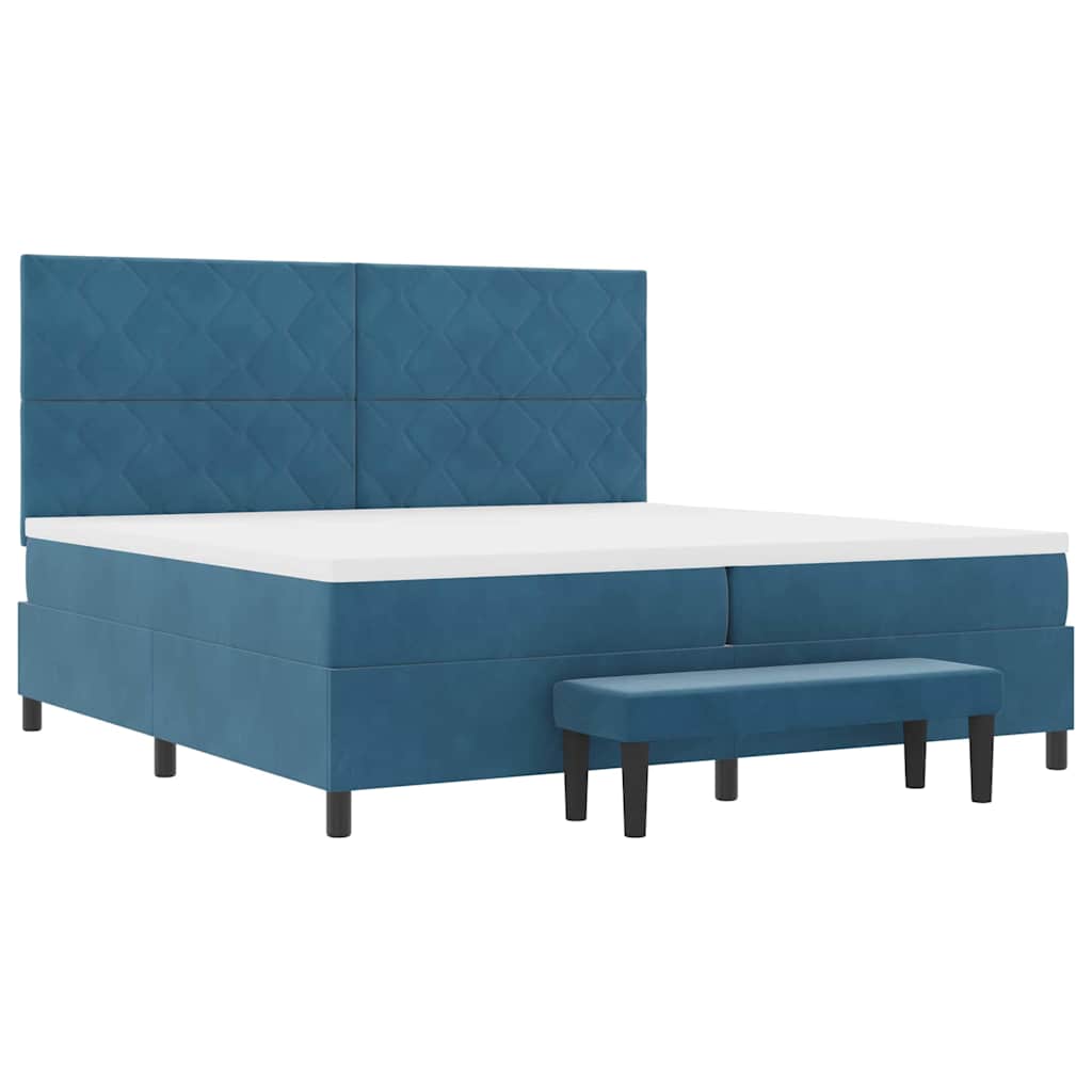 vidaXL Κρεβάτι με ελατήρια Σκούρο Μπλε 200 x 200 cm Βελούδο