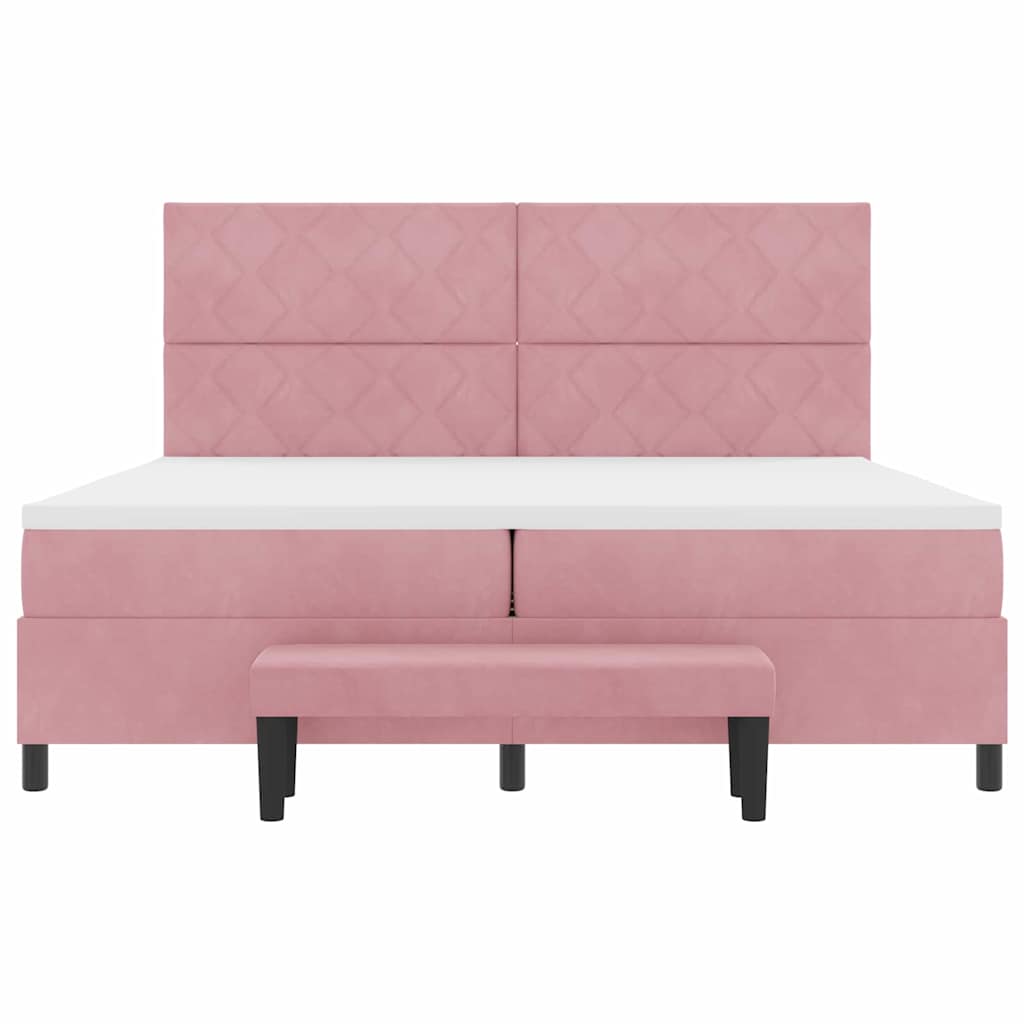 vidaXL Κρεβάτι με ελατήρια με κεφαλάρι Ροζ 200 x 200 cm Βελούδο