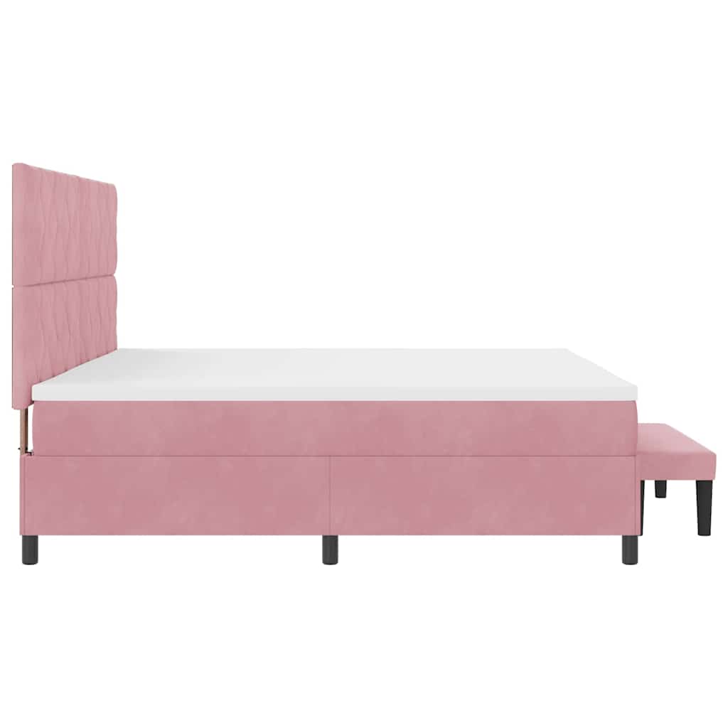 vidaXL Κρεβάτι με ελατήρια με κεφαλάρι Ροζ 200 x 200 cm Βελούδο