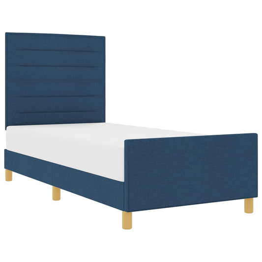 vidaXL Σκελετός Κρεβατιού με κεφαλάρι Μπλε 90 x 190 cm ύφασμα