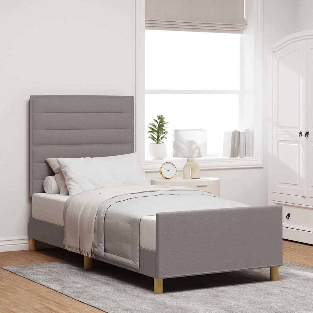 vidaXL Σκελετός Κρεβατιού με κεφαλάρι Taupe 90 x 200 cm ύφασμα