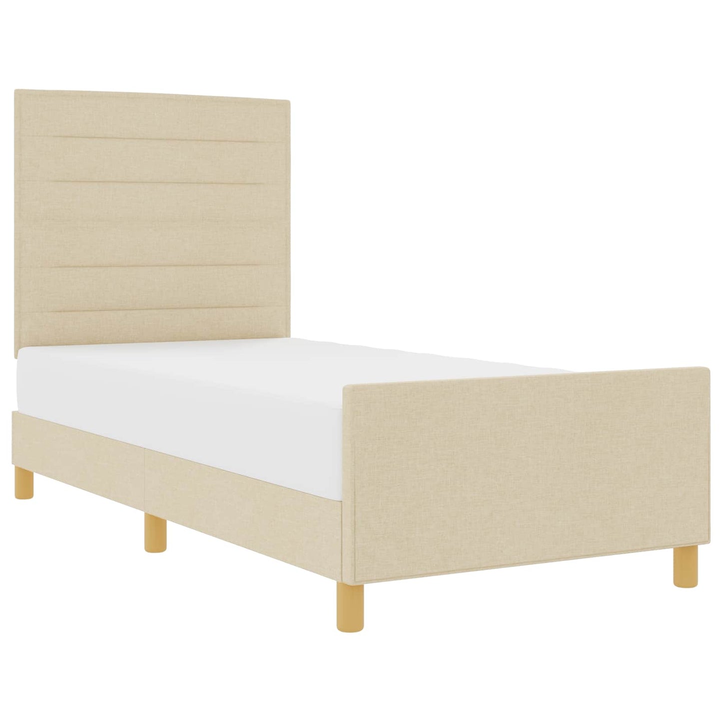 vidaXL Σκελετός Κρεβατιού με κεφαλάρι Κρεμ 90 x 200 cm ύφασμα