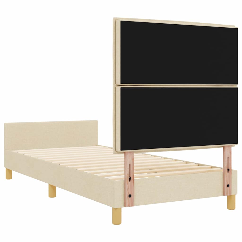 vidaXL Σκελετός Κρεβατιού με κεφαλάρι Κρεμ 90 x 200 cm ύφασμα