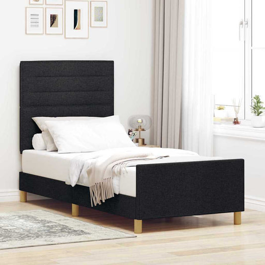 vidaXL Σκελετός Κρεβατιού με κεφαλάρι Μαύρο 100 x 200 cm ύφασμα