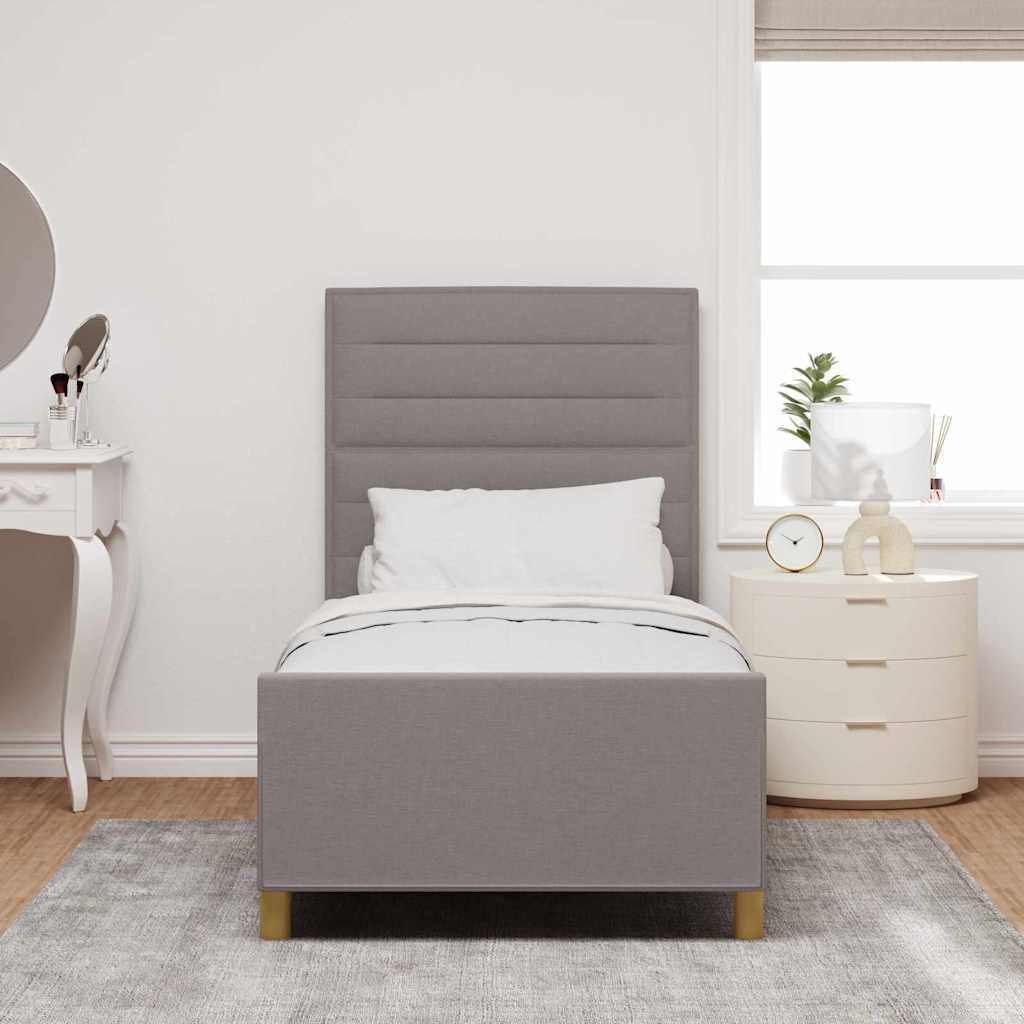 vidaXL Σκελετός Κρεβατιού με κεφαλάρι Taupe 100 x 200 cm ύφασμα