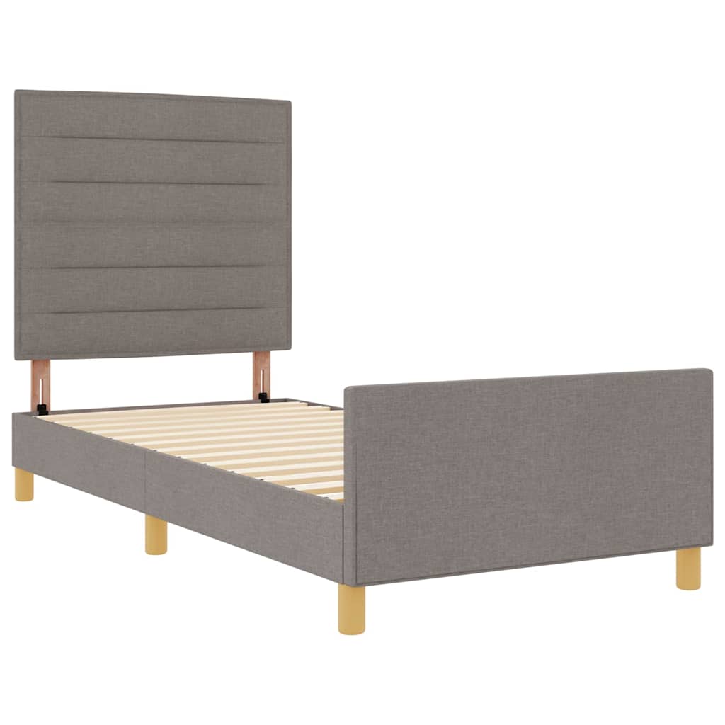vidaXL Σκελετός Κρεβατιού με κεφαλάρι Taupe 100 x 200 cm ύφασμα