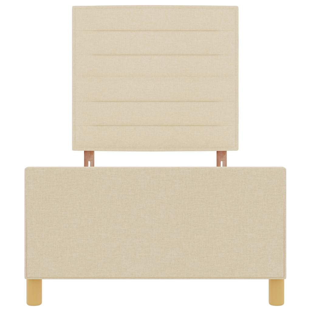 vidaXL Σκελετός Κρεβατιού με κεφαλάρι Κρεμ 100 x 200 cm ύφασμα