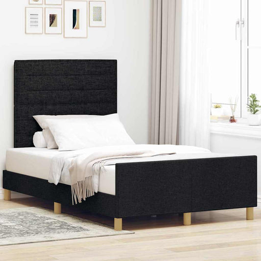 vidaXL Σκελετός Κρεβατιού με κεφαλάρι Μαύρο 120 x 190 cm ύφασμα