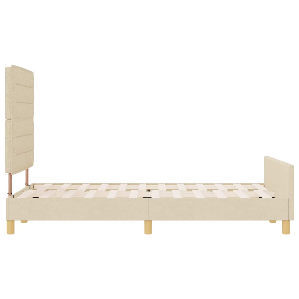 vidaXL Σκελετός Κρεβατιού με κεφαλάρι Κρεμ 120 x 190 cm ύφασμα