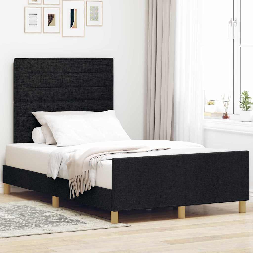vidaXL Σκελετός Κρεβατιού με κεφαλάρι Μαύρο 120 x 200 cm ύφασμα