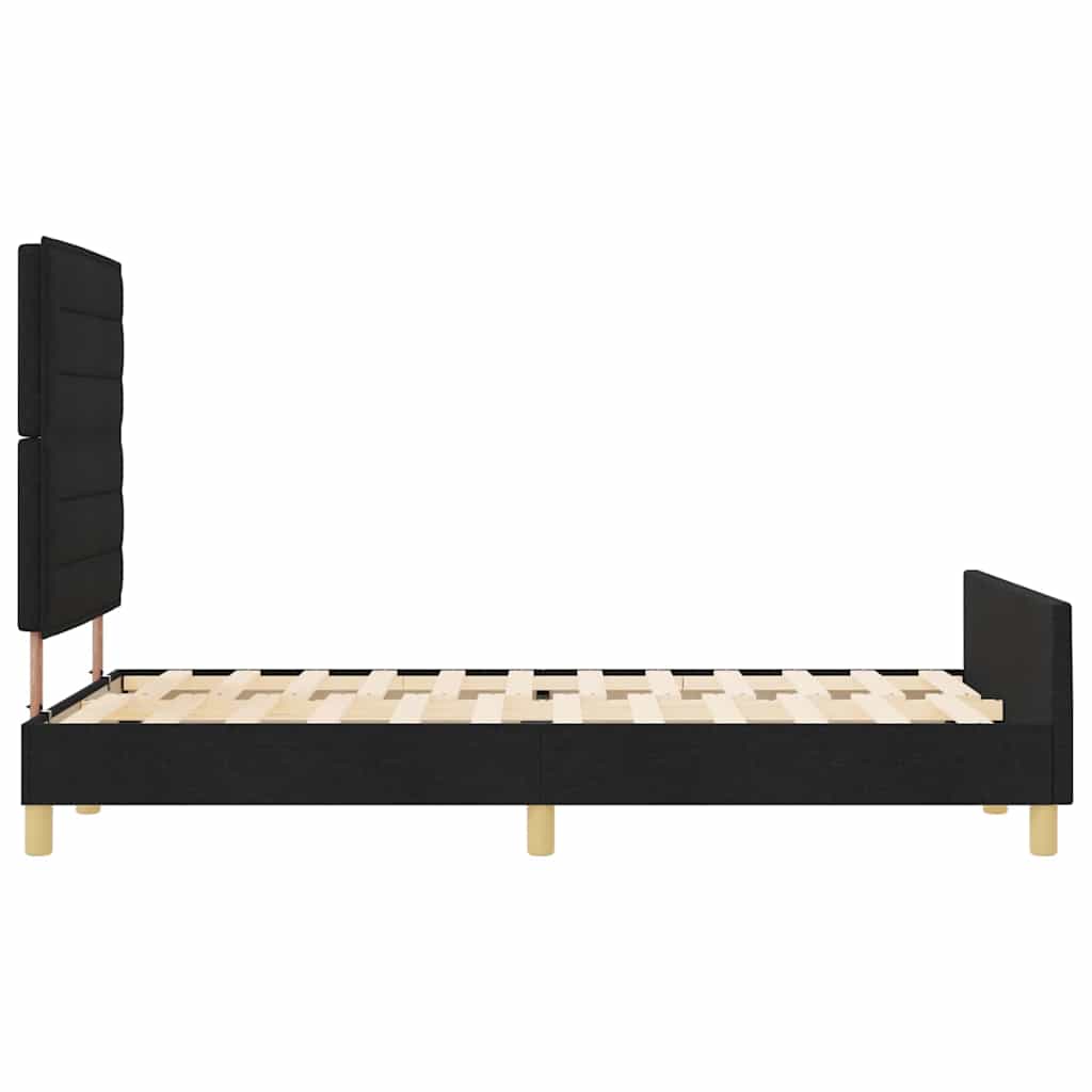 vidaXL Σκελετός Κρεβατιού με κεφαλάρι Μαύρο 140 x 190 cm ύφασμα
