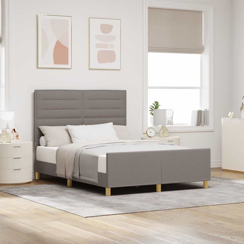 vidaXL Σκελετός Κρεβατιού με κεφαλάρι Taupe 140 x 190 cm ύφασμα