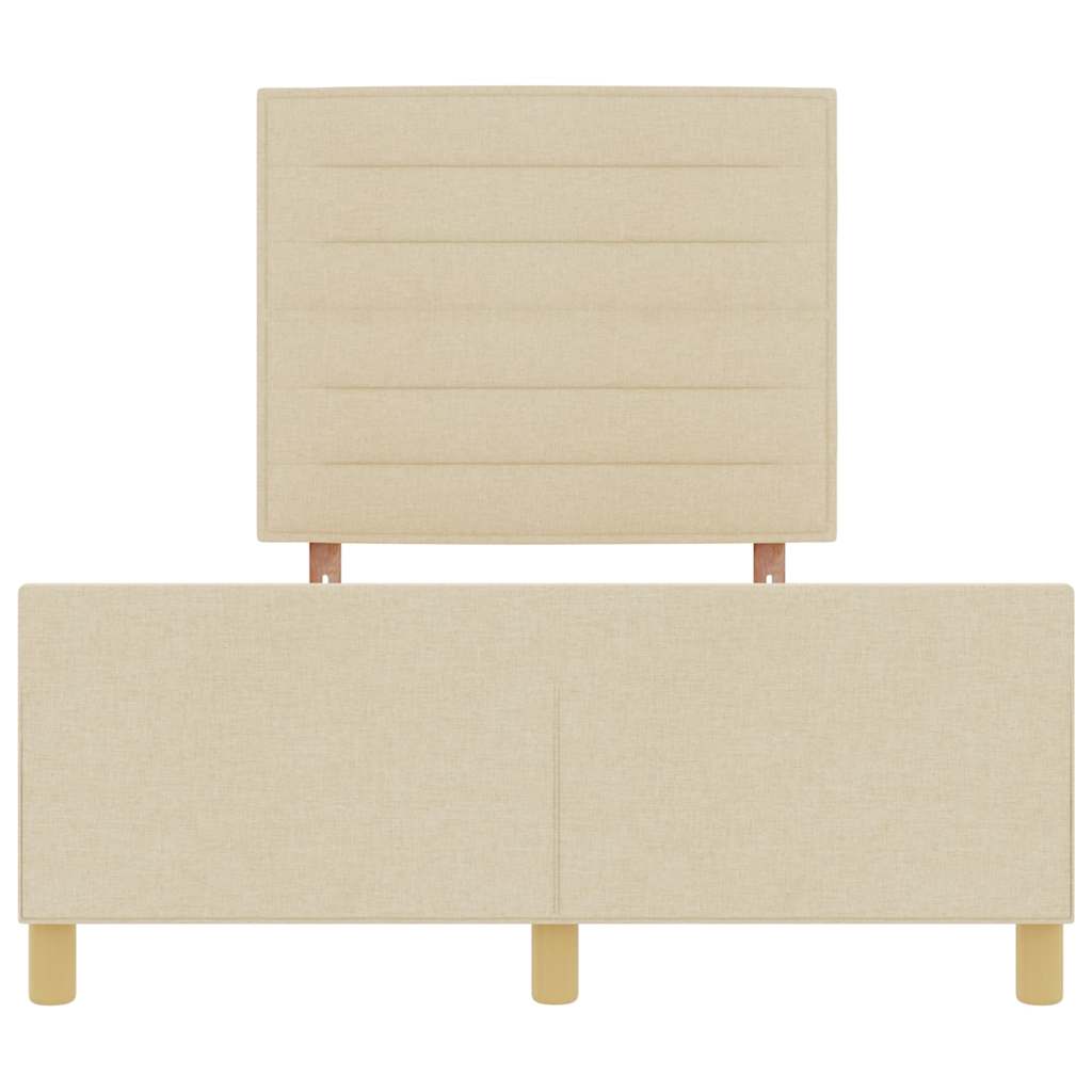 vidaXL Σκελετός Κρεβατιού με κεφαλάρι Κρεμ 140 x 190 cm ύφασμα