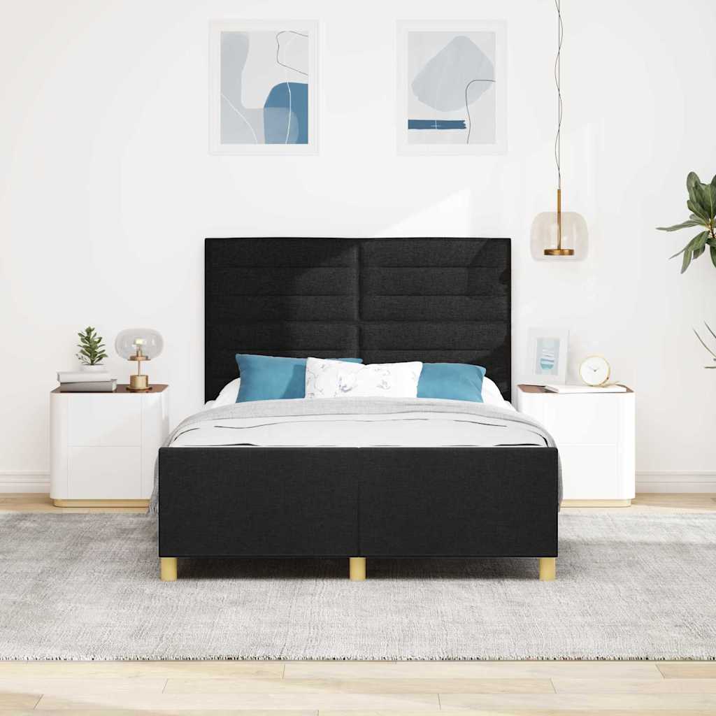 vidaXL Σκελετός Κρεβατιού με κεφαλάρι Μαύρο 140 x 200 cm ύφασμα