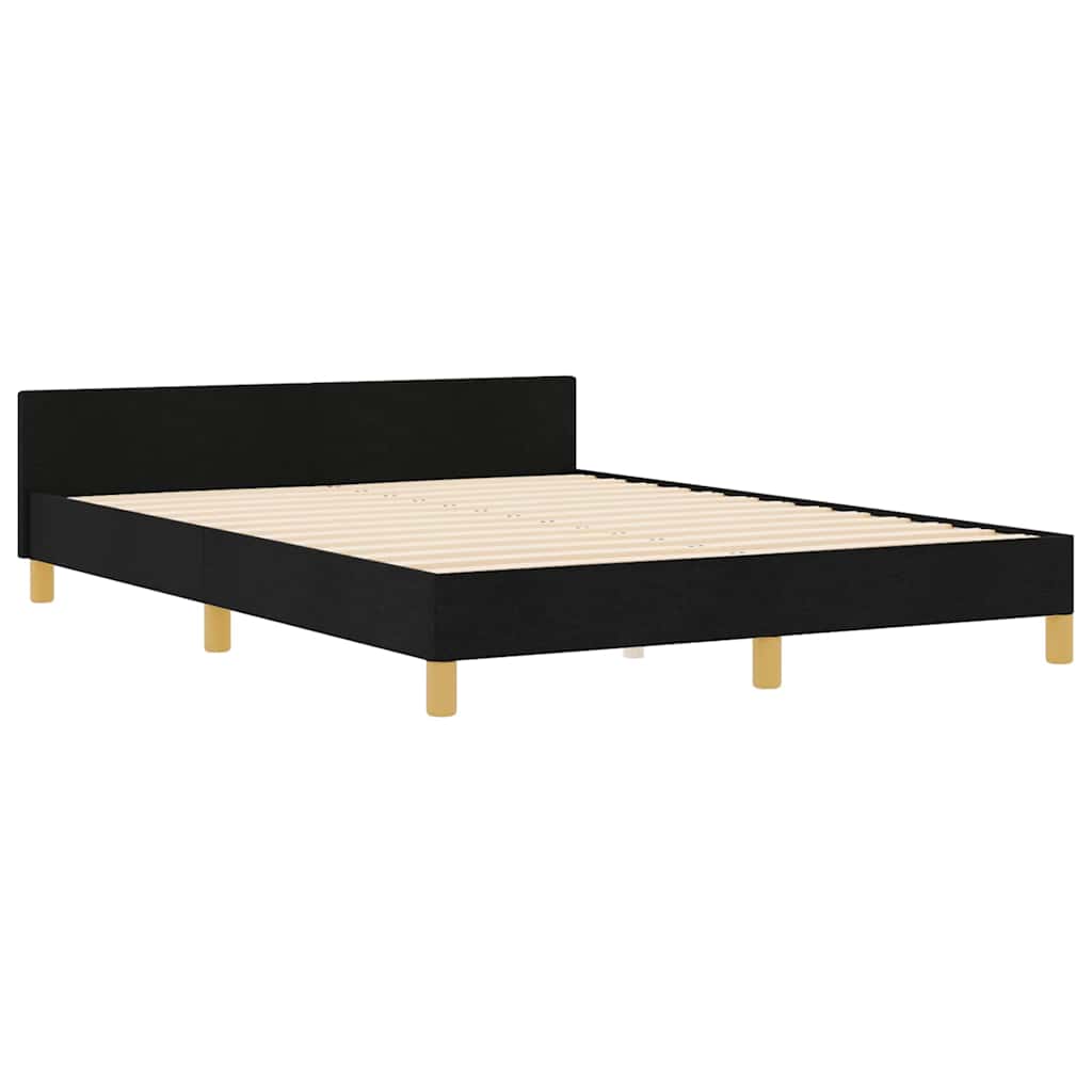 vidaXL Σκελετός Κρεβατιού με κεφαλάρι Μαύρο 140 x 200 cm ύφασμα
