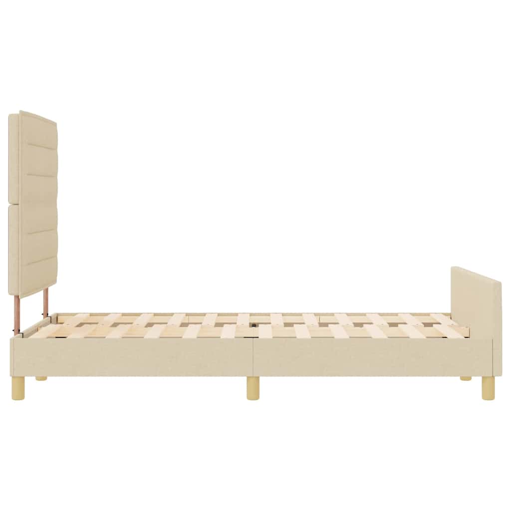 vidaXL Σκελετός Κρεβατιού με κεφαλάρι Κρεμ 140 x 200 cm ύφασμα