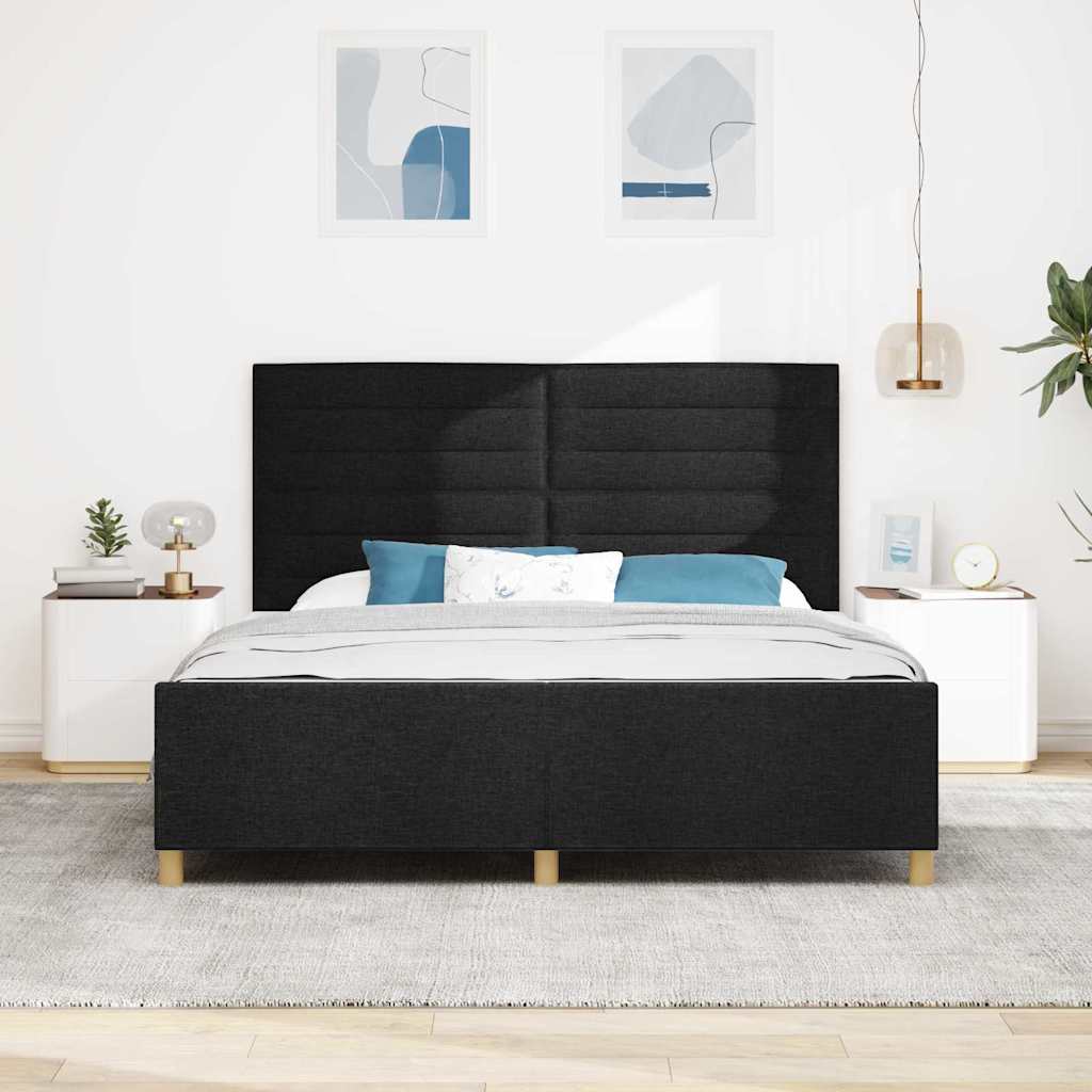 vidaXL Σκελετός Κρεβατιού με κεφαλάρι Μαύρο 180 x 200 cm ύφασμα