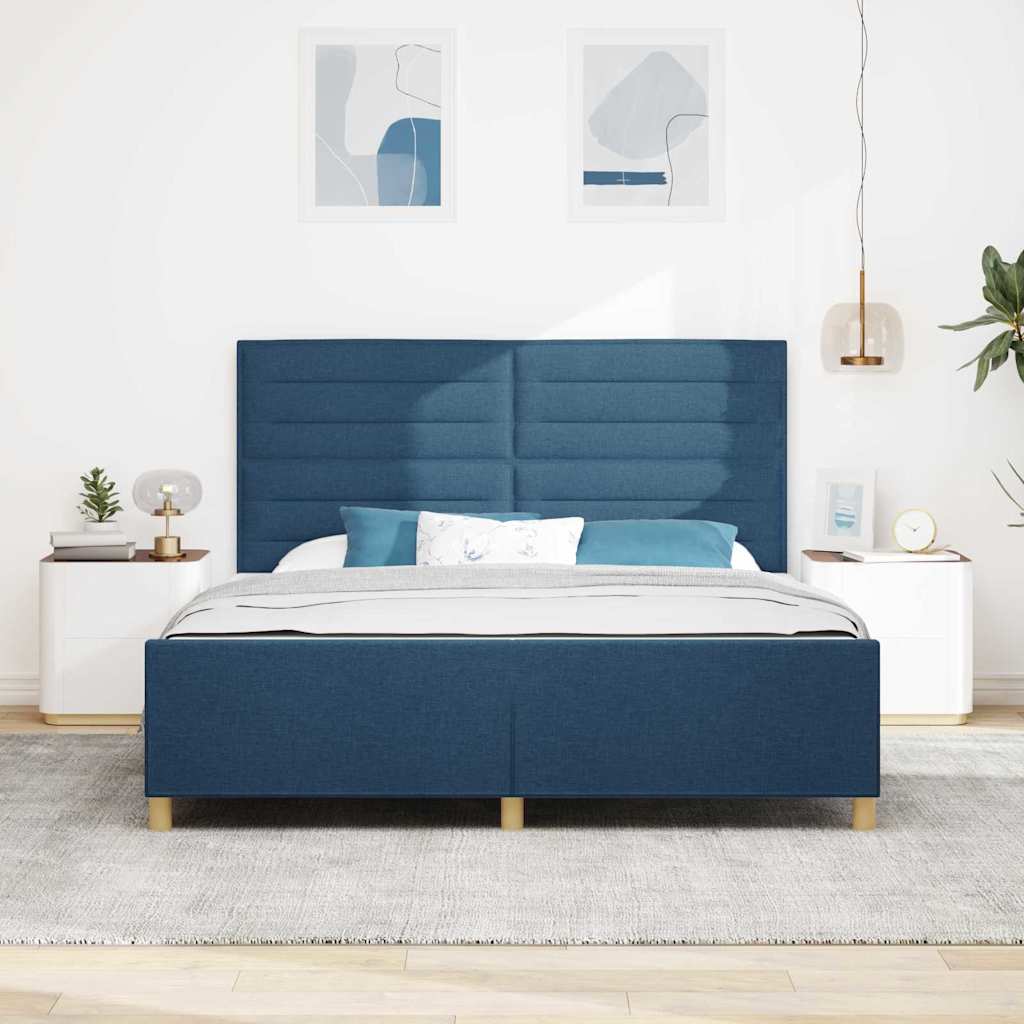 vidaXL Σκελετός Κρεβατιού με κεφαλάρι Μπλε 180 x 200 cm ύφασμα