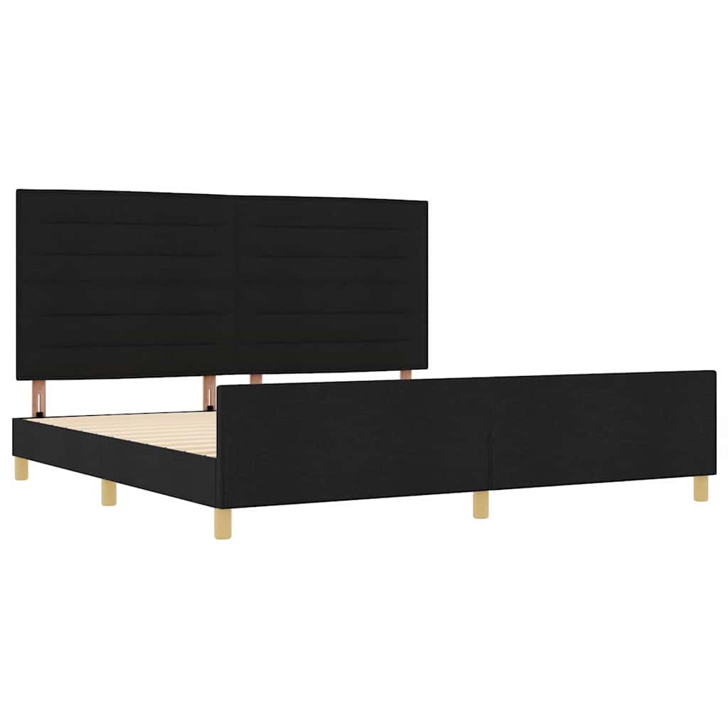 vidaXL Σκελετός Κρεβατιού με κεφαλάρι Μαύρο 200 x 200 cm ύφασμα