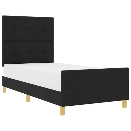 vidaXL Σκελετός Κρεβατιού με κεφαλάρι Μαύρο 90 x 190 cm ύφασμα