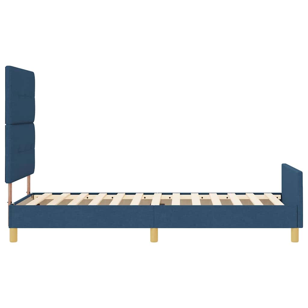 vidaXL Σκελετός Κρεβατιού με κεφαλάρι Μπλε 90 x 190 cm ύφασμα