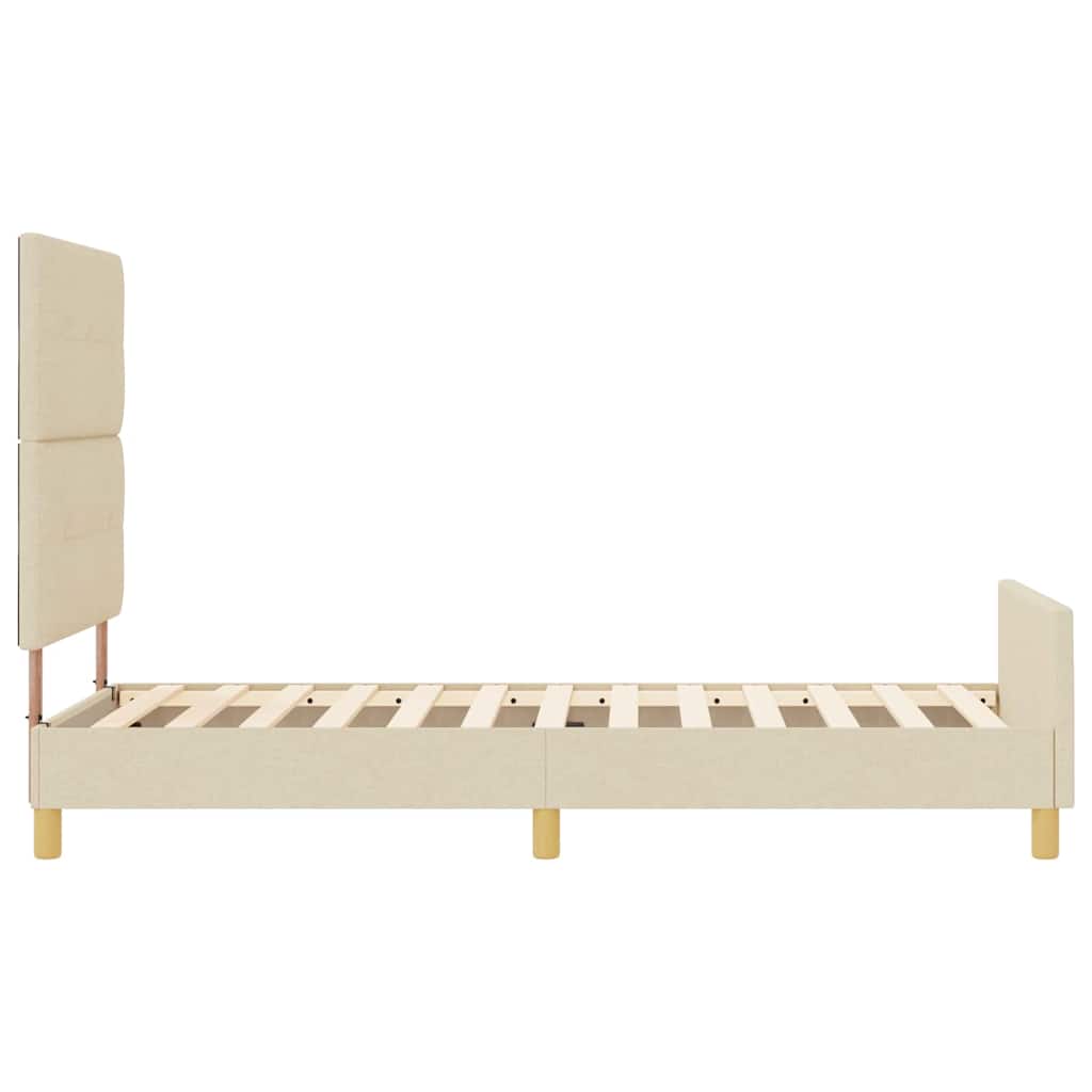 vidaXL Σκελετός Κρεβατιού με κεφαλάρι Κρεμ 90 x 200 cm ύφασμα
