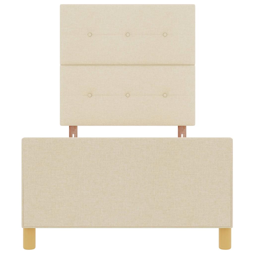 vidaXL Σκελετός Κρεβατιού με κεφαλάρι Κρεμ 100 x 200 cm ύφασμα