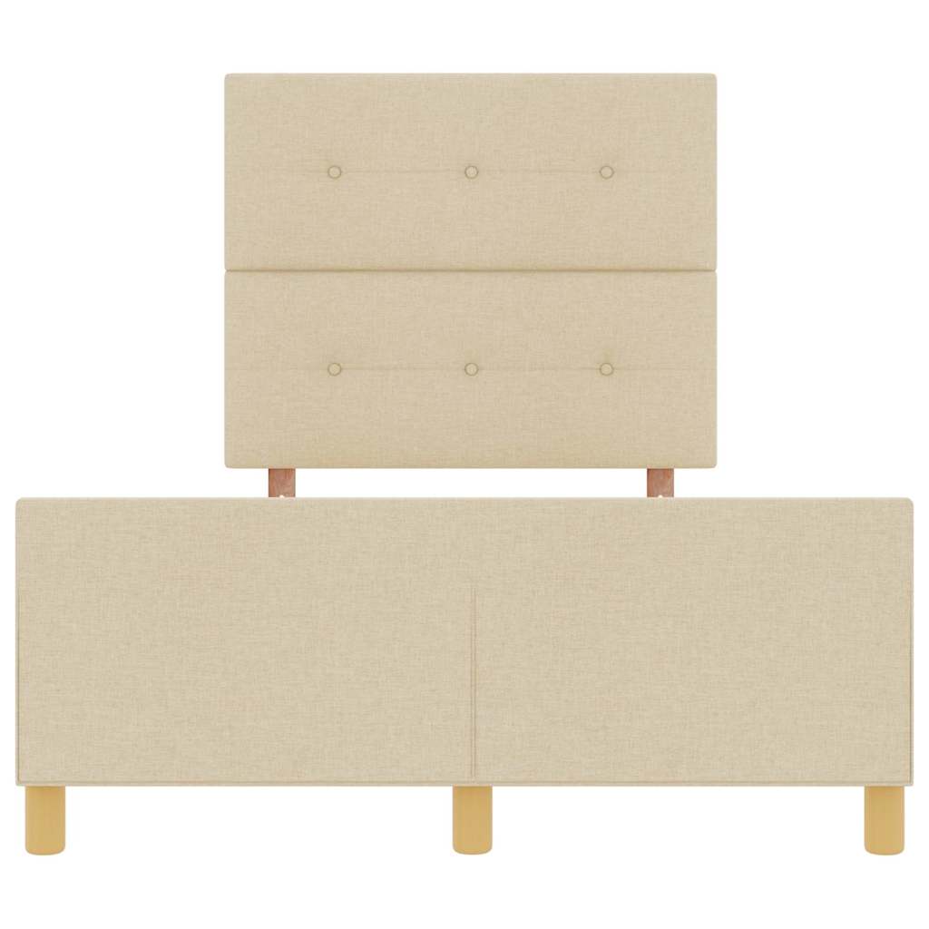 vidaXL Σκελετός Κρεβατιού με κεφαλάρι Κρεμ 120 x 190 cm ύφασμα