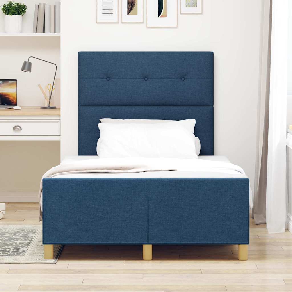 vidaXL Σκελετός Κρεβατιού με κεφαλάρι Μπλε 120 x 190 cm ύφασμα