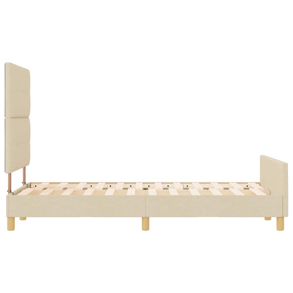 vidaXL Σκελετός Κρεβατιού με κεφαλάρι Κρεμ 120 x 200 cm ύφασμα