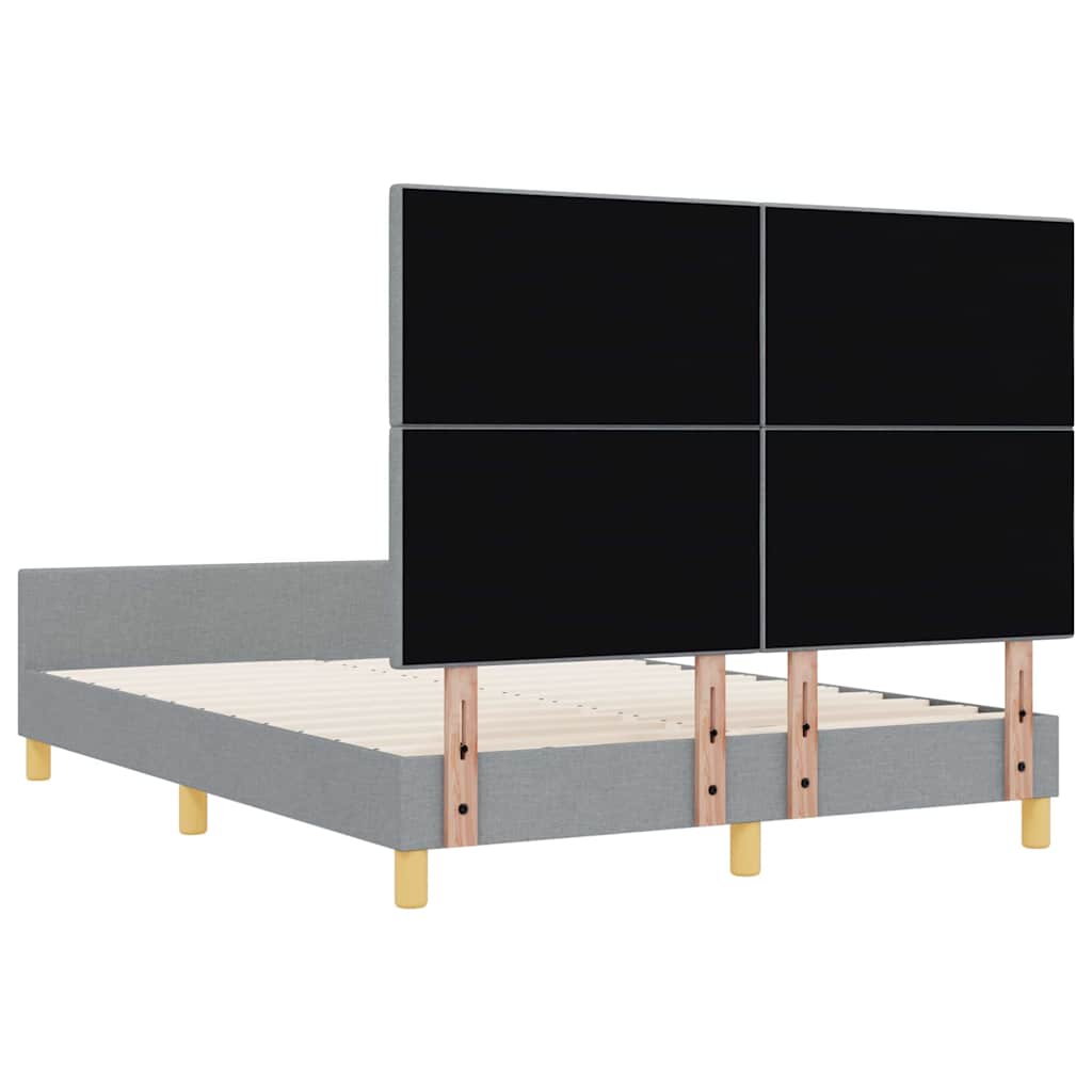 vidaXL Σκελετός Κρεβατιού με κεφαλάρι Ανοιχτό γκρι 140 x 190 cm ύφασμα