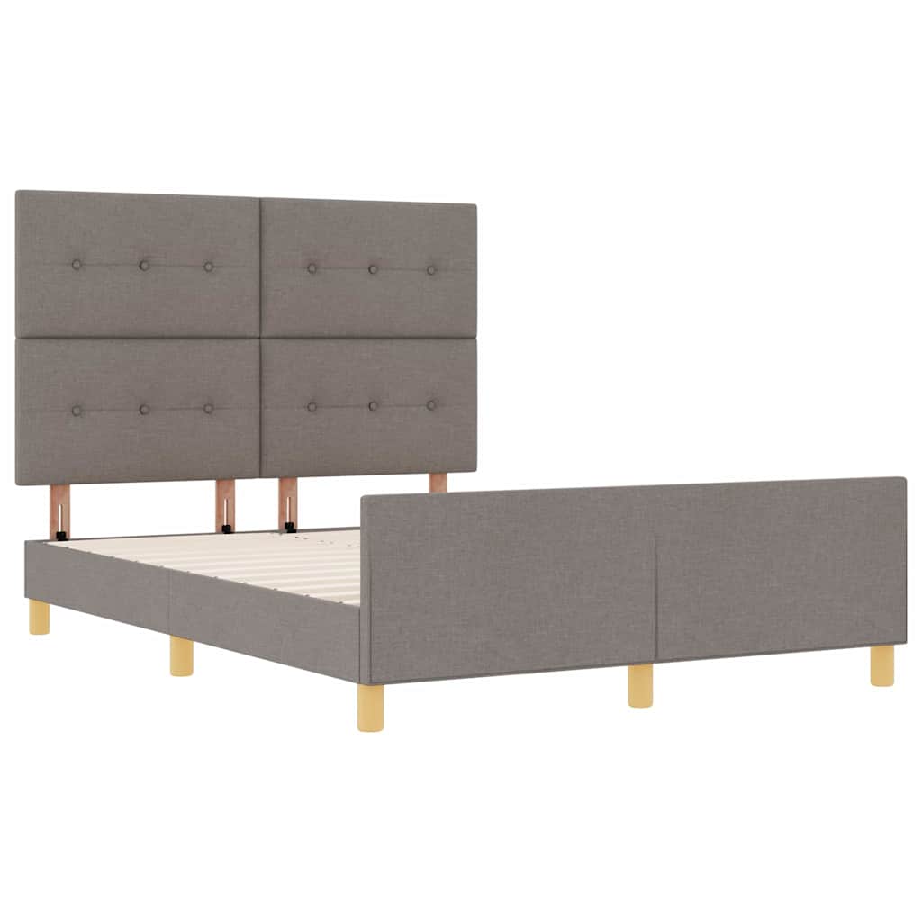vidaXL Σκελετός Κρεβατιού με κεφαλάρι Taupe 140 x 190 cm ύφασμα