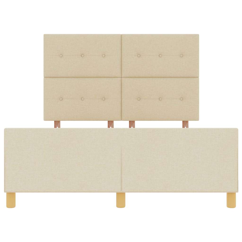 vidaXL Σκελετός Κρεβατιού με κεφαλάρι Κρεμ 140 x 200 cm ύφασμα