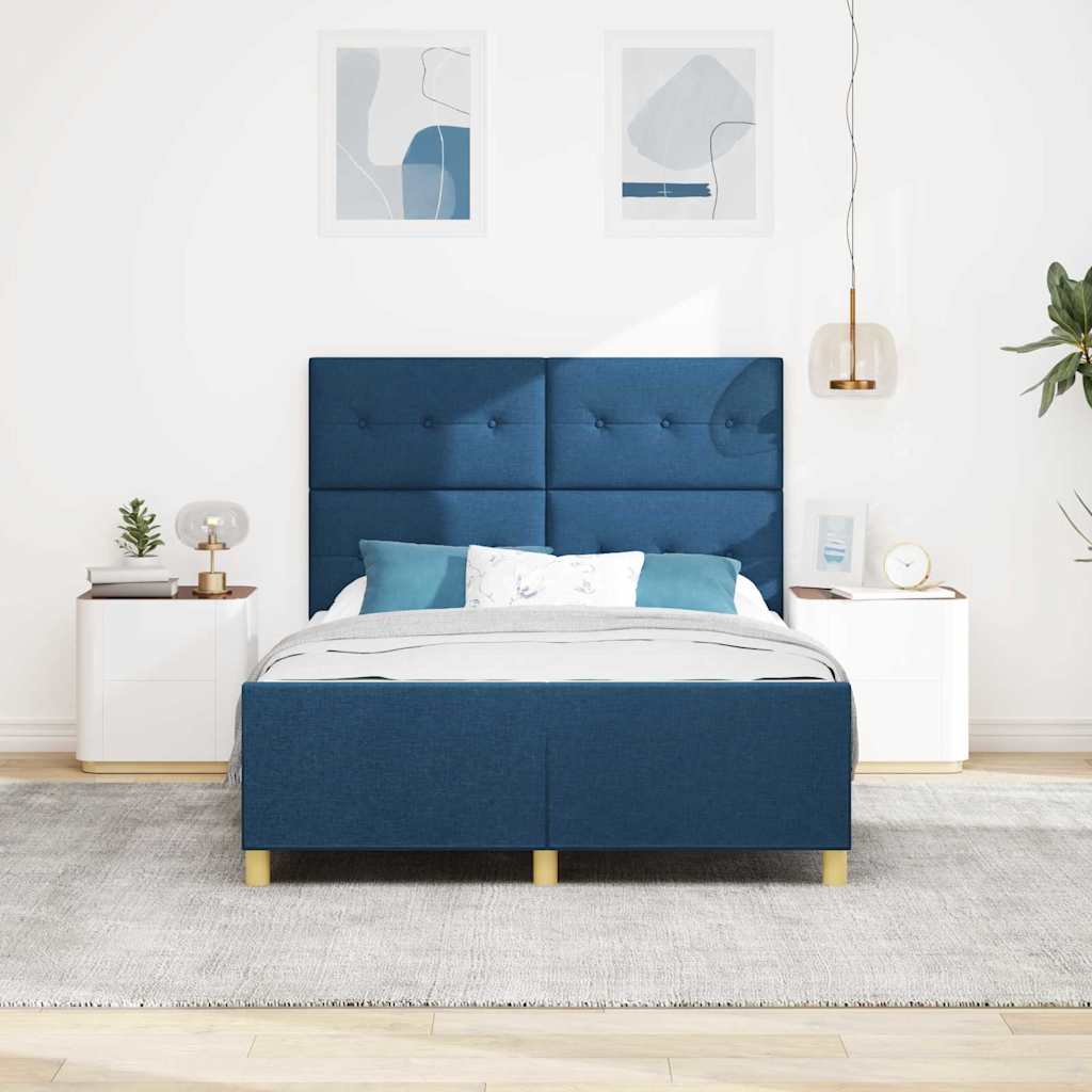 vidaXL Σκελετός Κρεβατιού με κεφαλάρι Μπλε 160 x 200 cm ύφασμα