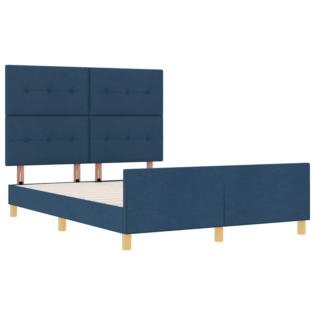 vidaXL Σκελετός Κρεβατιού με κεφαλάρι Μπλε 160 x 200 cm ύφασμα