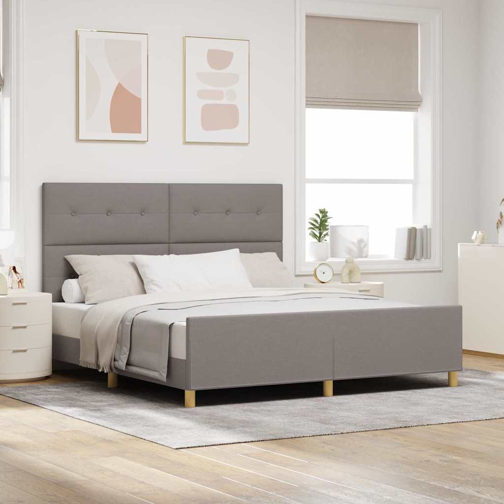 vidaXL Σκελετός Κρεβατιού με κεφαλάρι Taupe 180 x 200 cm ύφασμα